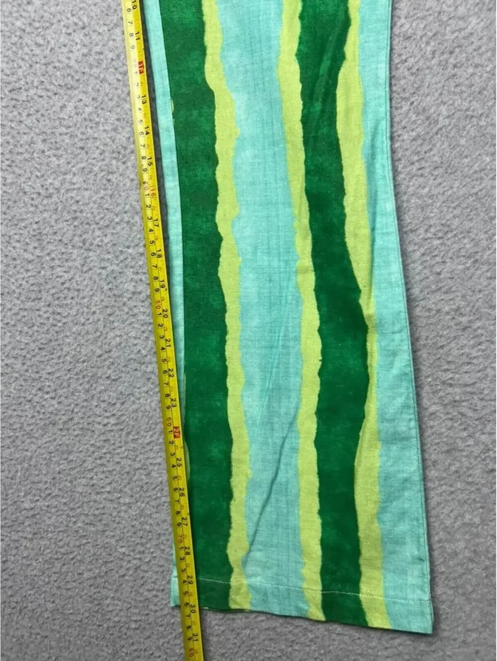 Zara Flared Striped Linen Blend Pants High Waist Green Yellow Watermelon Boho S